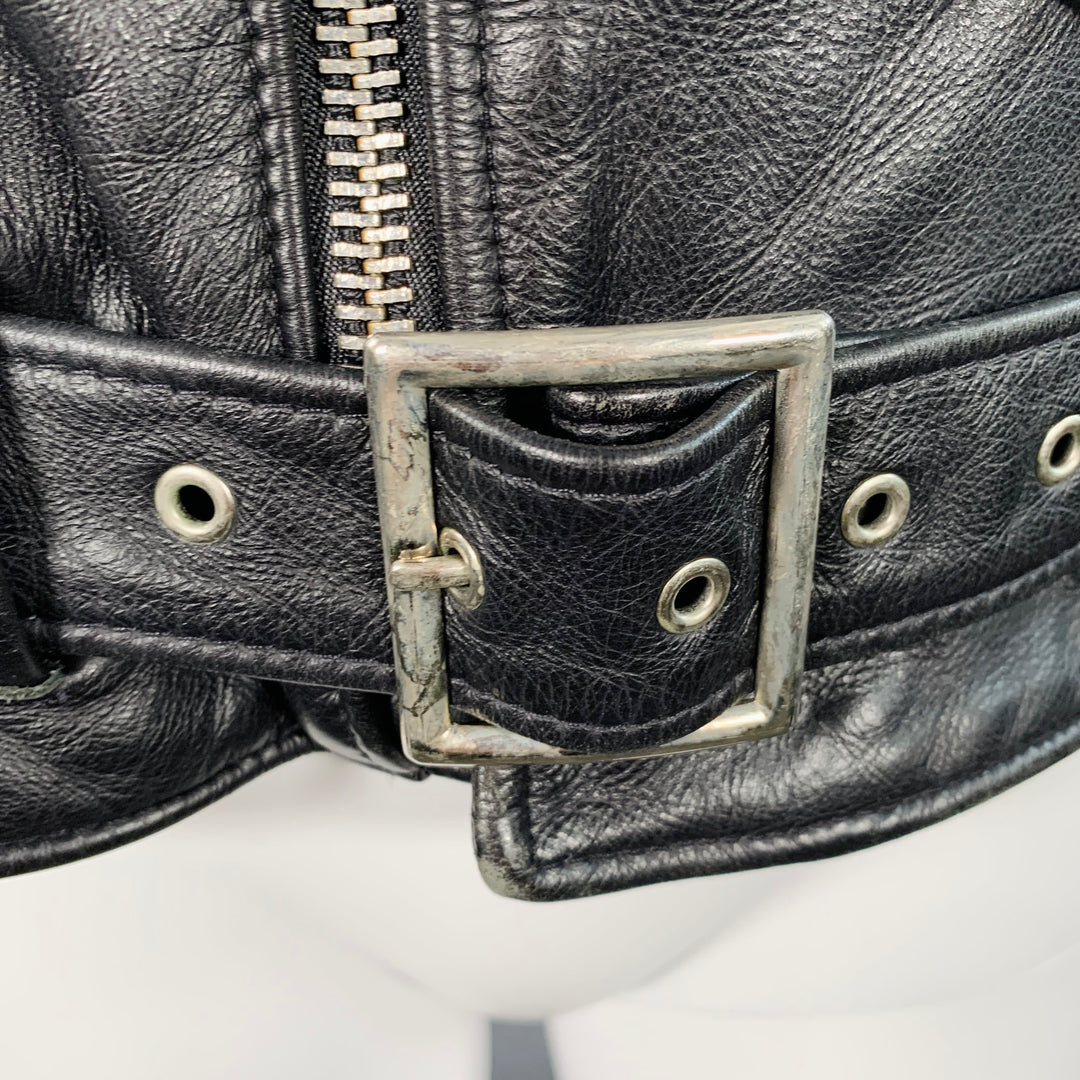 SCHOTT Size S Black Cowhide Leather Motorcycle Jacket