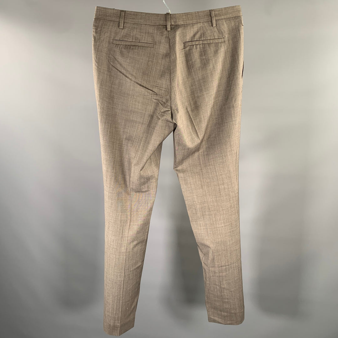 MAISON MARGIELA Size 36 Grey Orange Heather Wool Button Fly Dress Pants