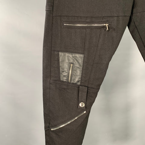 ALEXANDER MCQUEEN Size 32 Black Silver Mixed Fabrics Cotton Blend Jeans