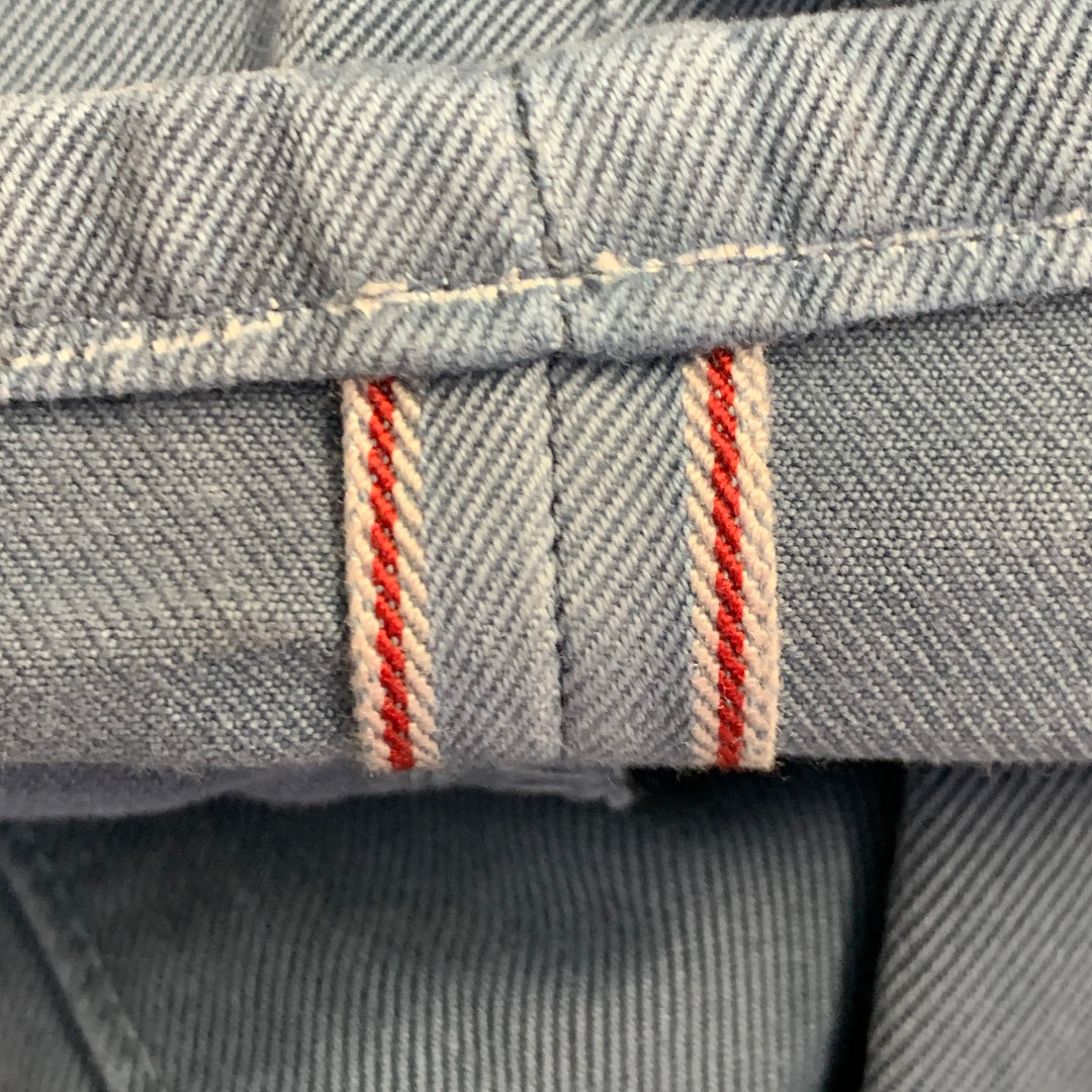 ISAIA Size 34 Blue Cotton Selvedge Twill Straight Button Fly Casual Pants