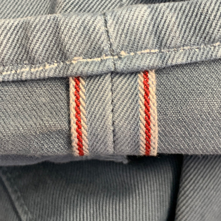 ISAIA Size 34 Blue Cotton Selvedge Twill Straight Button Fly Casual Pants