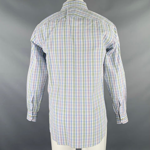 PAUL SMITH Size S White Blue Green Plaid Cotton Button Up Long Sleeve Shirt