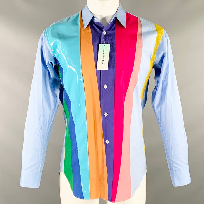 COMME des GARCONS SHIRT Size S Blue Karl Benjamin Color Block Long Sleeve Shirt