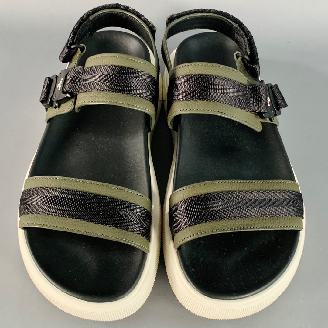 BALLY Size 7 Jere Black Charcoal Nylon Rubber Sole Buckle Sandals
