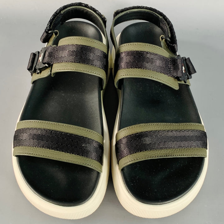 BALLY Size 7 Jere Black Charcoal Nylon Rubber Sole Buckle Sandals