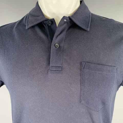 SUNSPEL Taille M -Riviera- Polo en Coton Filet Bleu Marine à une Poche