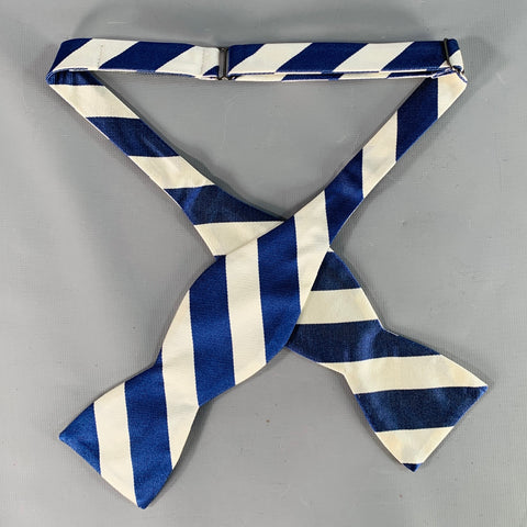 BEAU TIES LTD. Navy Cream Diagonal Stripe Silk Bow Tie