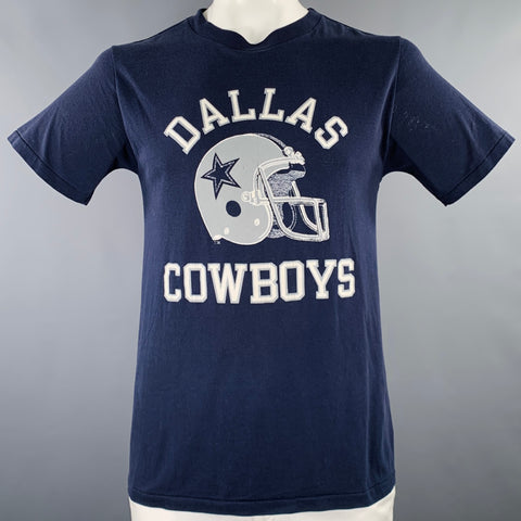 CHAMPION Size XL Navy Dallas Cowboys Graphic Polyester Cotton Crew Neck T-shirt