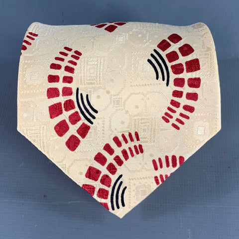 POLO by RALPH LAUREN Beige Red Black Abstract Silk Tie