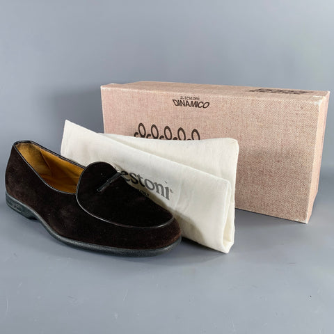 A.TESTONI Size 8 Brown Suede Slip On Loafers