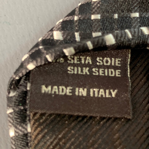 CANALI Black White Plaid Silk Tie