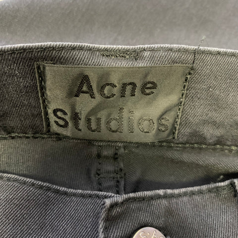 ACNE Size 32 ACE UPS BLACK Black Cotton Blend Skinny Jeans