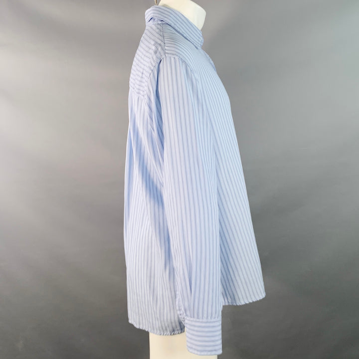 OUR LEGACY Size S Above Blue Stripe Tencel Oversized One Pocket Long Sleeve Shirt