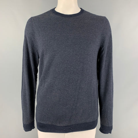 NORDSTROM Size L Navy Grey Dots Nylon Blend Crew-Neck Pullover