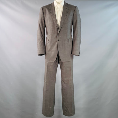 BURBERRY Size 46 Regular Grey Virgin Wool Notch Lapel Suit