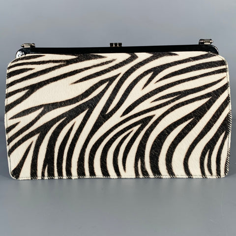 LAMBERTSON TRUEX Brown White Zebra Print Camel Hair Handbag
