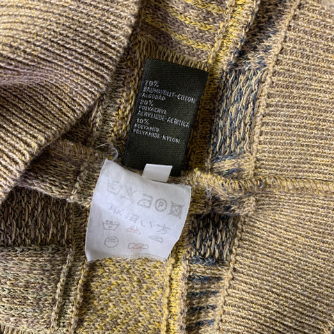 ERMENEGILDO ZEGNA Size L Yellow Brown Textured Cotton acrylic polyamide Sweater
