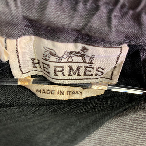 HERMES Size 30 Grey Linen Drawstring Casual Pants