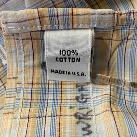 BURBERRY Size L Orange Blue Tartan Button Down Long Sleeve Shirt