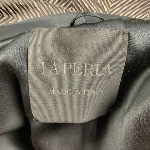 LA PERLA Size M Black Brown Jacquard Silk Blend Shawl Collar Smoking Jacket