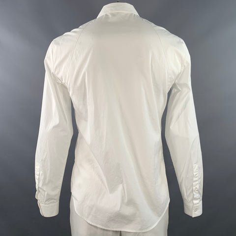 MCQ by ALEXANDER MCQUEEN Size 42 White Cotton Blend Curved Cutaway Long Sleeve Shirt