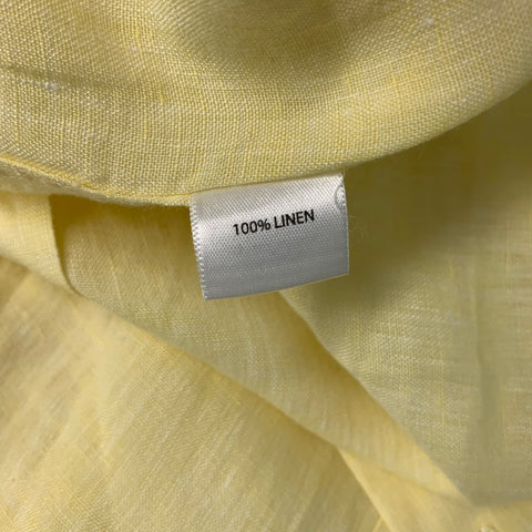 SAKS FIFTH AVENUE Size L Yellow Linen Button Up Long Sleeve Shirt