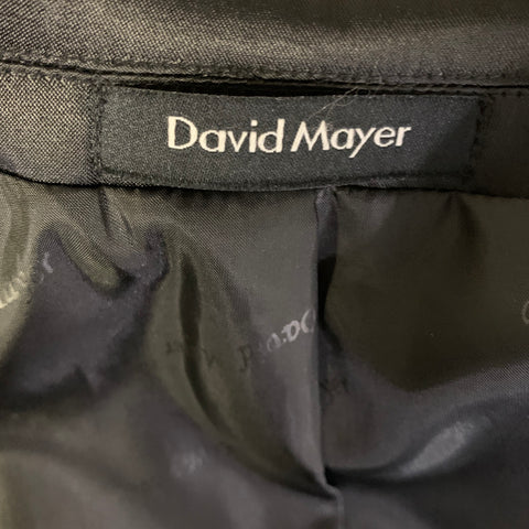DAVID MAYER Chest Size 38 Black Polyester & Viscose Peak Lapel Sport Coat