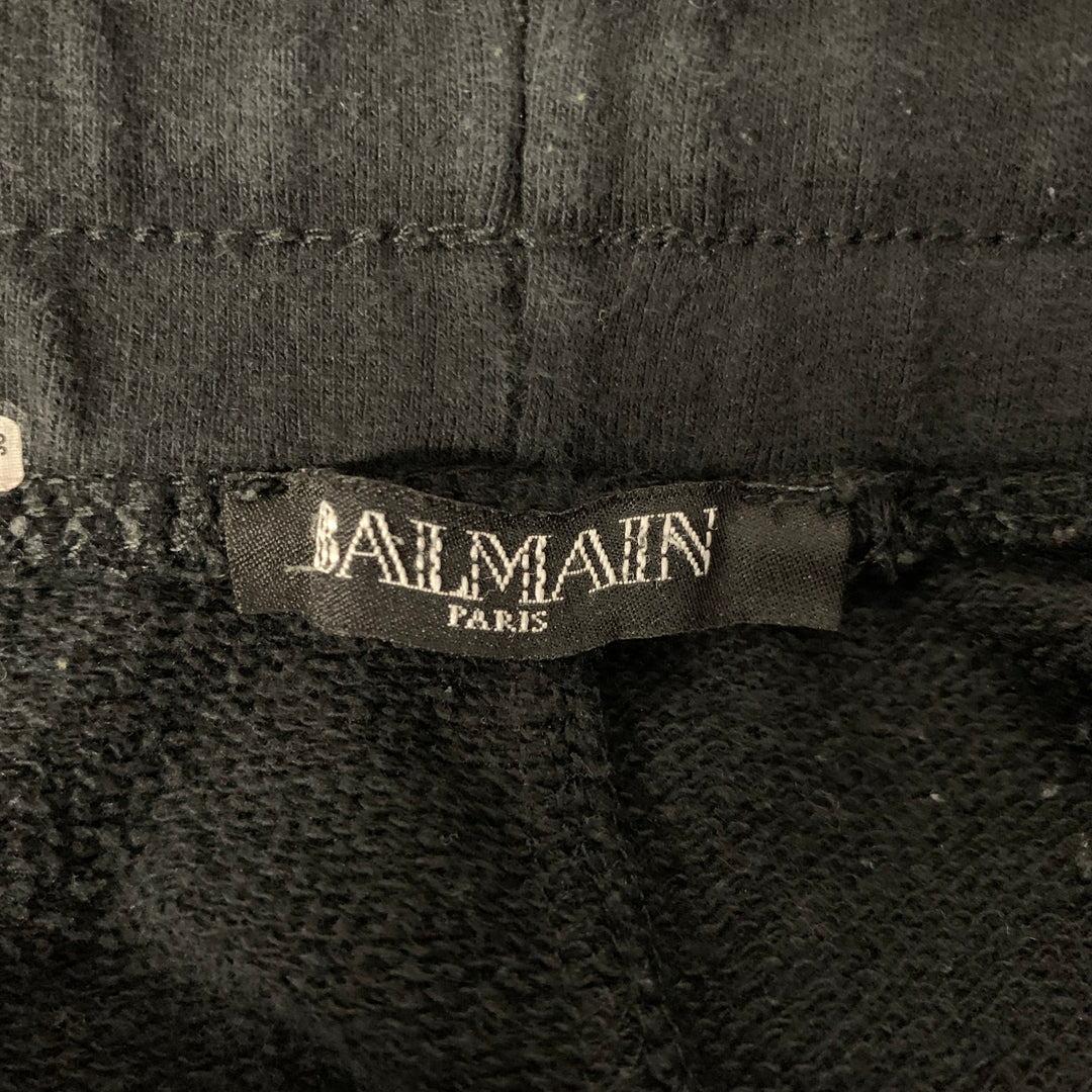 BALMAIN Size M Black Cotton Solid Joggers Casual Pants