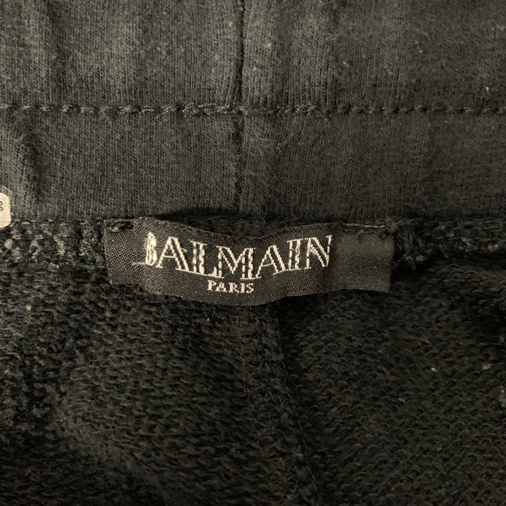 BALMAIN Size M Black Cotton Solid Joggers Casual Pants