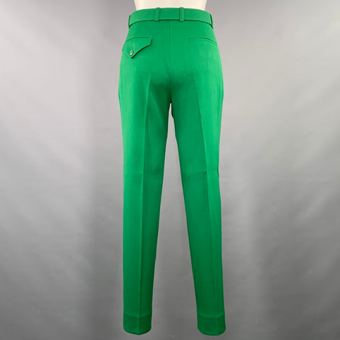 GIVENCHY Size 2 Green Polyester Wool Narrow Leg Dress Pants