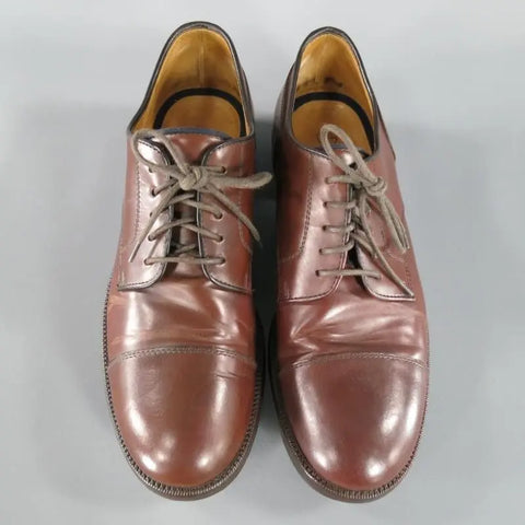 BRUNELLO CUCINELLI Size 8 Brown Leather Cap-toe Lace Up BRUNELLO CUCINELLI