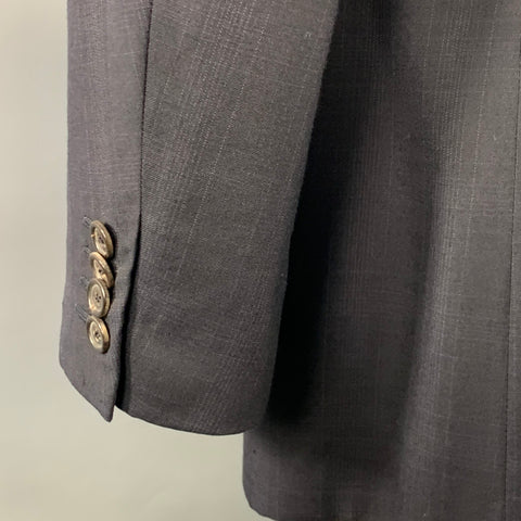 PRADA Size 42 Navy Charcoal Plaid Wool Single Breasted Notch Lapel Sport Coat