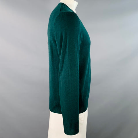 PRADA Size XL Forest Green Knit Cashmere Crew Neck Pullover