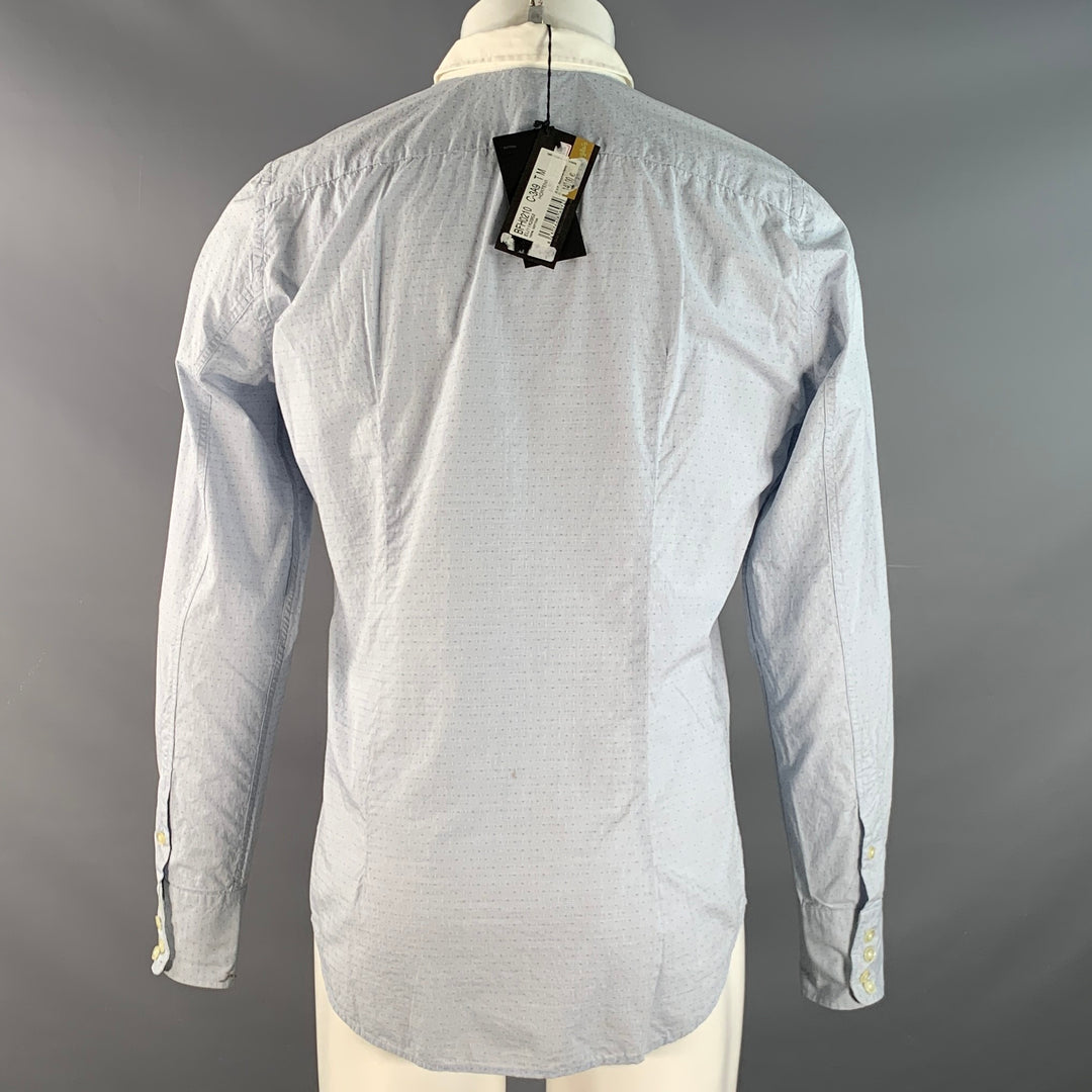 ARMAND BASI Size M Blue White Dots Cotton Button Down Collar Long Sleeve Shirt