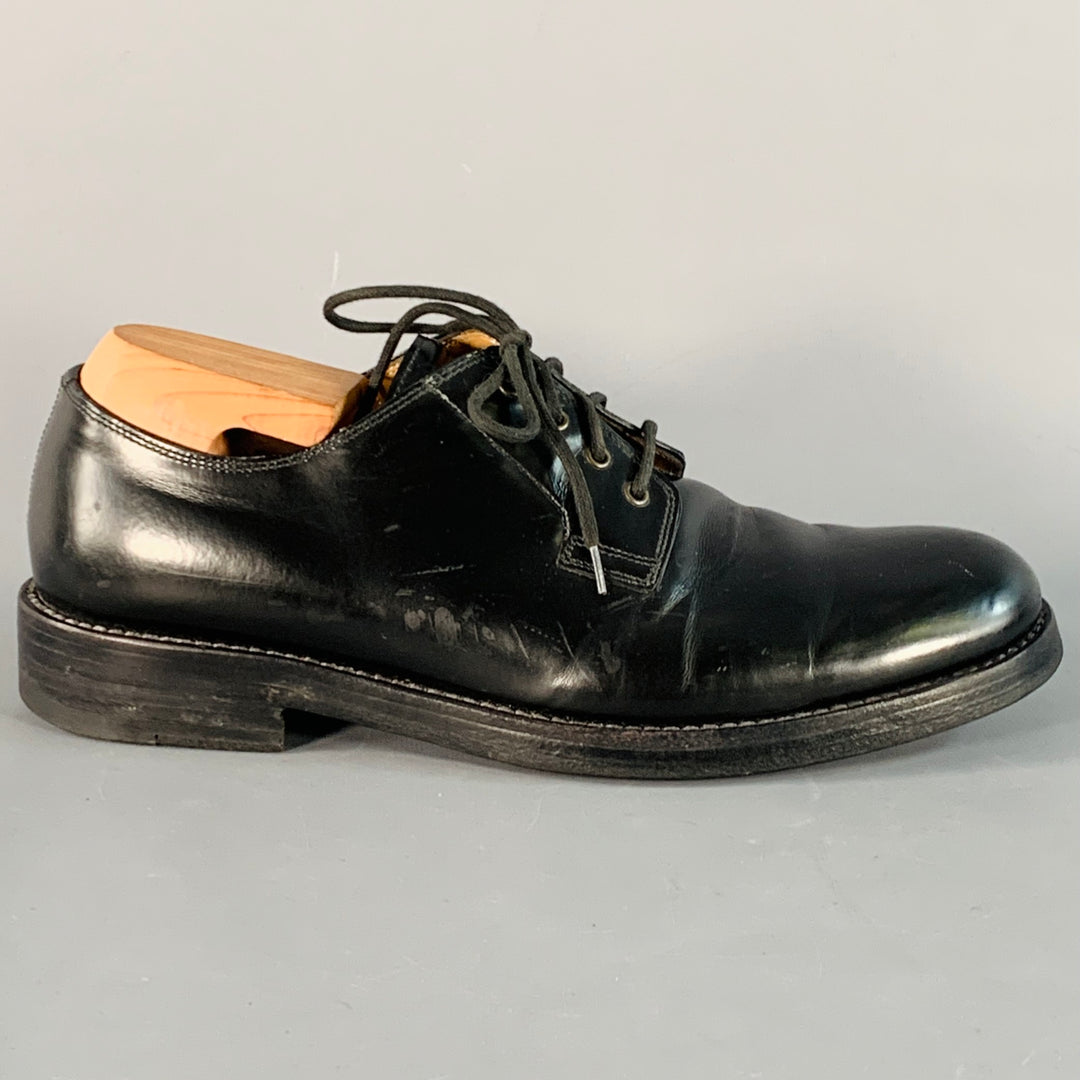 MARC JACOBS Size 8 Black Gold Leather Derby Lace-Up Shoes