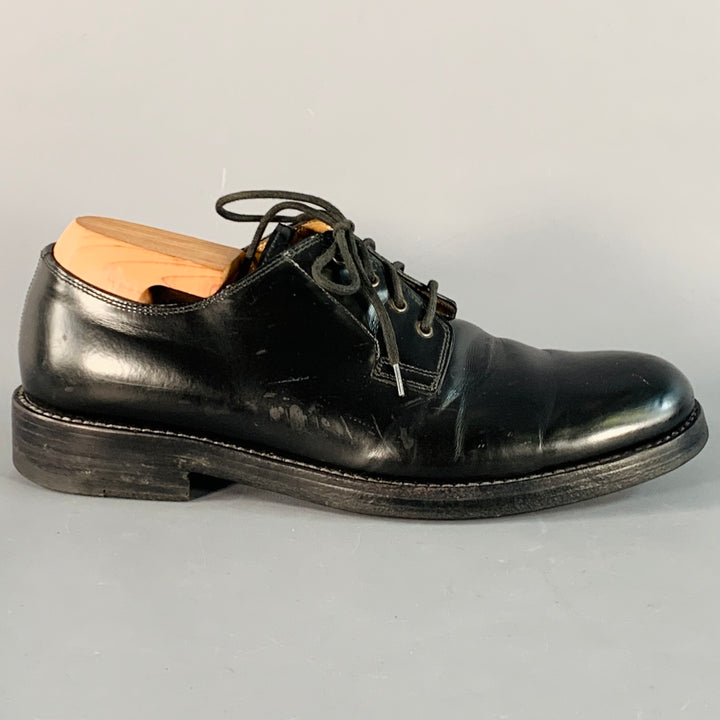MARC JACOBS Size 8 Black Gold Leather Derby Lace-Up Shoes