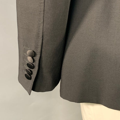 GUCCI Size 42 Regular Black Wool Blend Peak Lapel Sport Coat