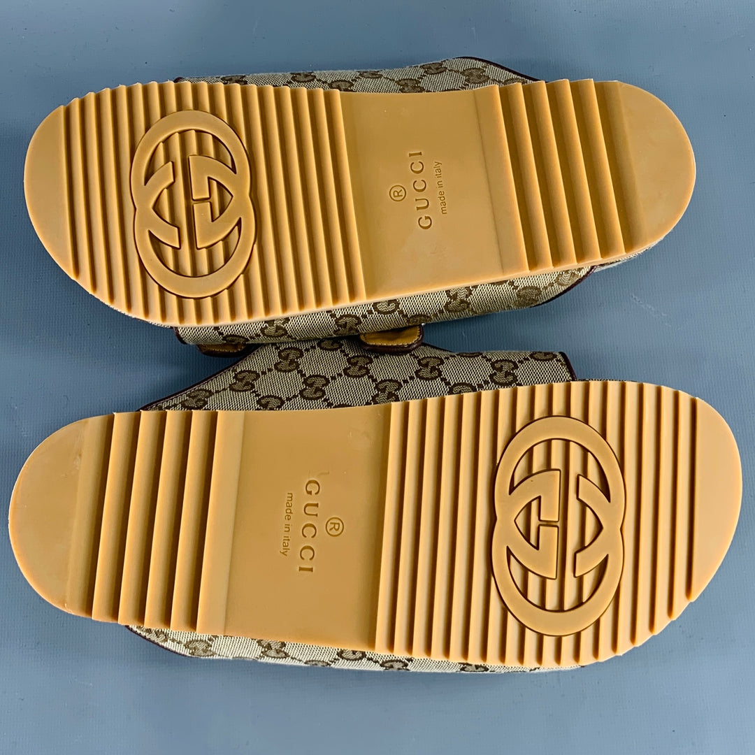 GUCCI Size 10.5 Brown Guccissima Monogram Canvas Double  display picture 3