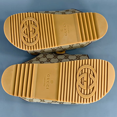 Sandales GUCCI Taille 10.5 en toile monogrammée Guccissima marron à double boucle