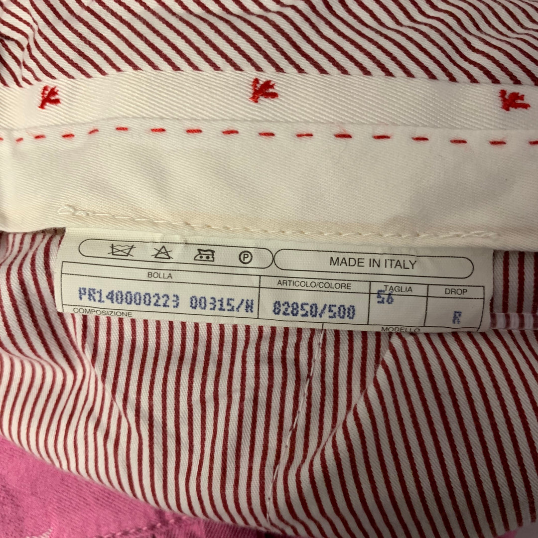 Short en coton ISAIA taille 38 rose blanc avec logo et revers