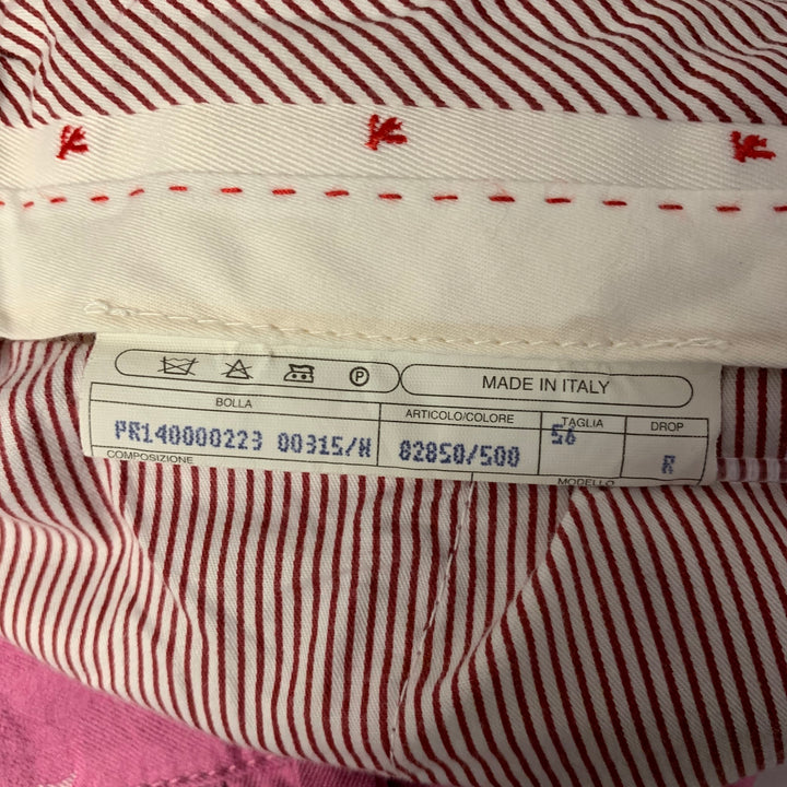 Short en coton ISAIA taille 38 rose blanc avec logo et revers