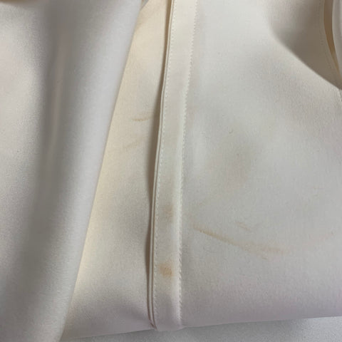 THEORY Size M Cream Silk Ruffled Long Sleeve Blouse