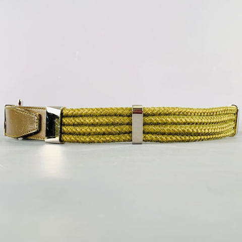 DOLCE & GABBANA Size 34 Brown Green Mixed Fabrics Leather Rope Belt
