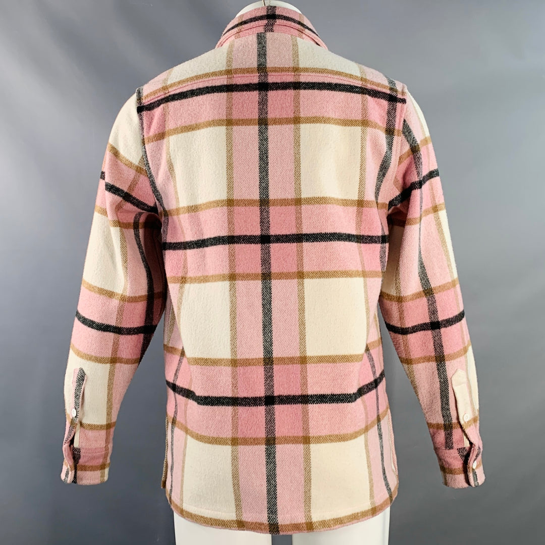KITH Size XS Pink Black White Plaid Cotton Long Sleeve Shirt Jacket