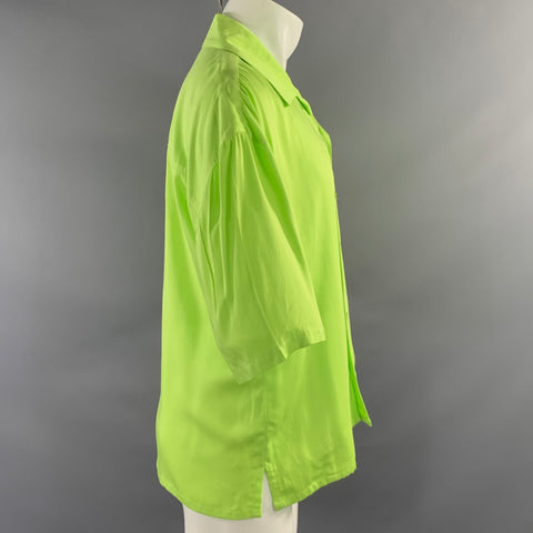 MARTINE ROSE SS2024 Size S Green Lime Polyester Blend Button Up Short Sleeve Shirt