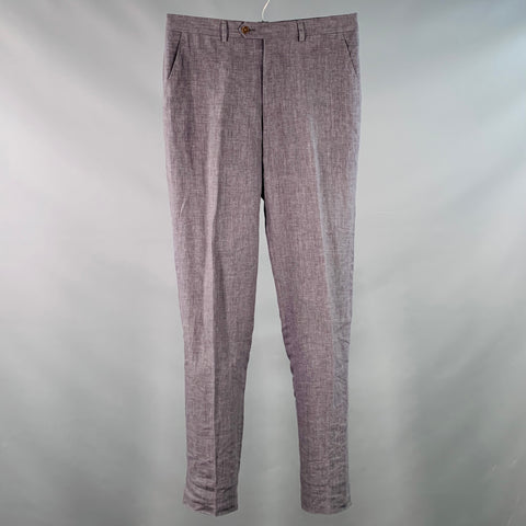 PAUL SMITH Size 32 Grey Charcoal Linen Flat Front Tapered Casual Pants