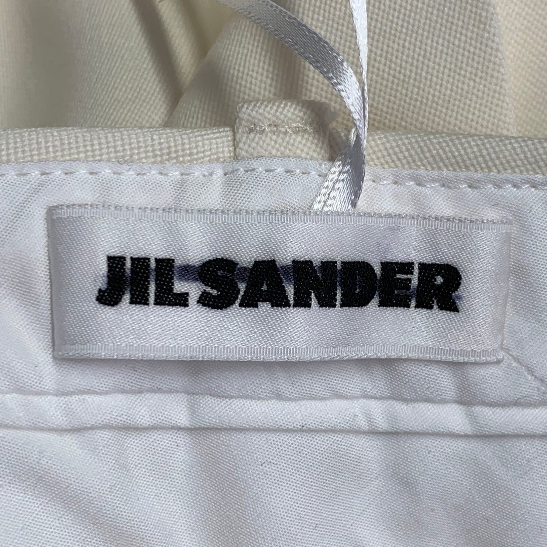 JIL SANDER Size 8 Cream Wool Flat Front Dress Pants
