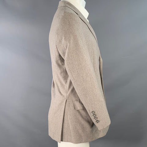 BRUNELLO CUCINELLI Size 38 Light Grey Wool Cashmere Silk Peak Lapel Sport Coat