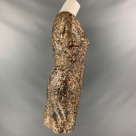 RACHEL ZOE Size 2 Gold Polyester Sequined Shift Dress