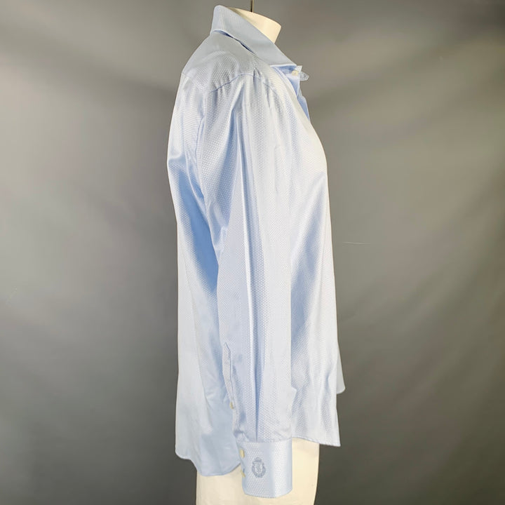 BILLIONAIRE COUTURE Size XL Blue Light Blue Jacquard Cotton Long Sleeve Shirt